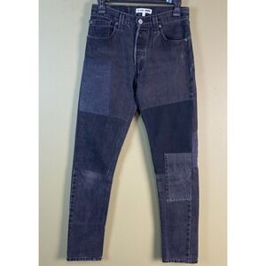 LEVI'S UPCYCLED RE/DONE STOVEPIPE HIGH RISE BUTTON FLY JEANS BLACK Womens 25 USA